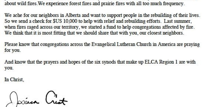 Wildfire support from US Lutherans image