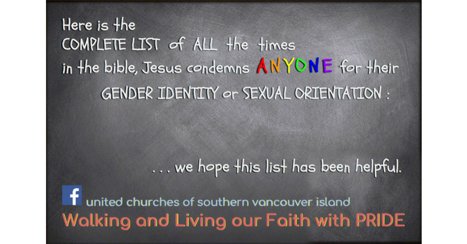 Video. July 8, 2018 Victoria  Pride Parade & James Bay United Church.  image